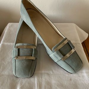 Terre Peck, Italy, Slate Blue Suede Shoes - size 39 euro, US 8.5
